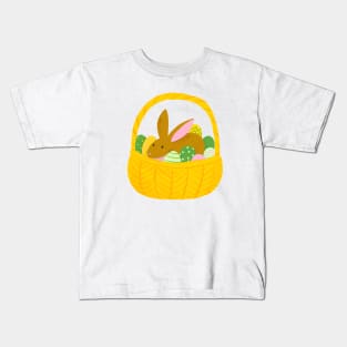 Easter Bunny in a basket of eggs Kids T-Shirt